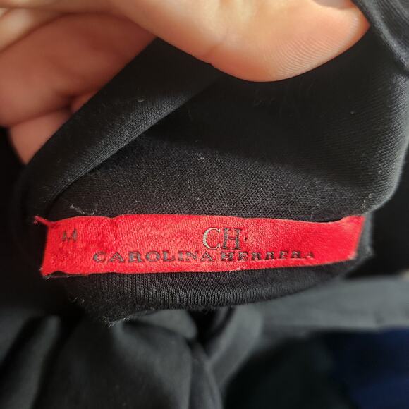 Carolina Herrera CH Back Tie Mock Neck Top M Quiet Luxury Office Designer Chic - Picture 3 of 8